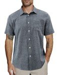 Men's Blue Short Sleeve Button-Up Dress Shirt