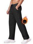 Deyeek Men's Black Open Bottom Sweatpants with Pockets