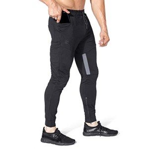 Men's Stripe Joggers with Zipper Pocket - Black