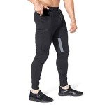 Men's Stripe Joggers with Zipper Pocket - Black