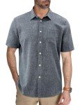 Men's Blue Short Sleeve Button-Up Dress Shirt