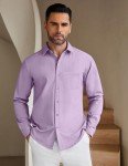 Light Purple Casual Button Down Shirt for Men