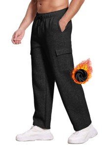 Men's Baggy Cargo Sweatpants with Pockets - Black