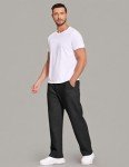 Deyeek Men's Black Open Bottom Sweatpants with Pockets