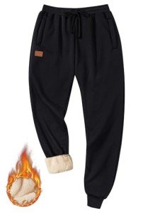 VOGSTART Men's Thick Thermal Jogger Pants - Black