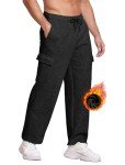 Men's Baggy Cargo Sweatpants with Pockets - Black