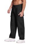 Men's Baggy Cargo Sweatpants with Pockets - Black