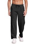Men's Baggy Cargo Sweatpants with Pockets - Black