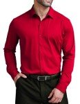 COOFANDY Men's Wrinkle-Free Stretch Dress Shirt - Red