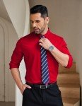 COOFANDY Men's Wrinkle-Free Stretch Dress Shirt - Red