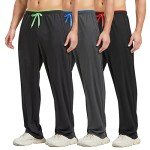 E-SURPA Men's Open Bottom Athletic Pants - 3 Pack