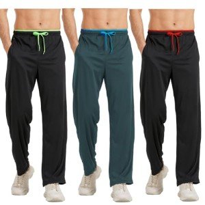 Men's Lightweight Athletic Sweatpants with Pockets - 3 Pack