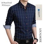 Men's Slim Fit Cotton Plaid Dress Shirt
