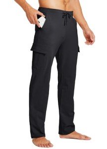 Willit Men's Black Cotton Yoga Sweatpants Pants