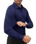 Navy Slim Fit Stretch Dress Shirt for Men