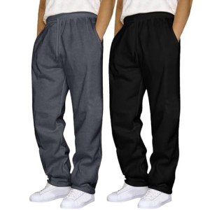 Men's Fleece Joggers - 2 Pack Wide Leg