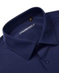 Navy Slim Fit Stretch Dress Shirt for Men