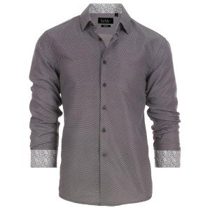 Men's Slim Fit Button-Down Dress Shirt, Black Floral