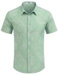Men's Light Green Hawaiian Aloha Short Sleeve Shirt