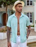 Men's Light Green Hawaiian Aloha Short Sleeve Shirt