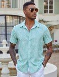 Men's Light Green Hawaiian Aloha Short Sleeve Shirt