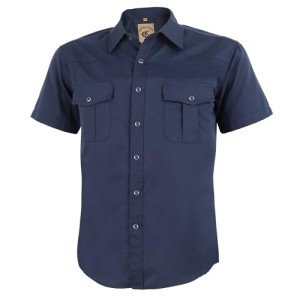Men's Western Short Sleeve Button-Up Shirt - Navy