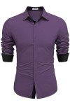 COOFANDY Men's Deep Purple No-Tuck Dress Shirt