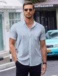 Men's Short Sleeve Polka Dot Dress Shirt - Blue