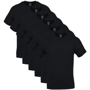 GILDAN Men's Black Crew T-Shirts - 6-Pack, Large