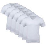 Gildan Men's White V-Neck T-Shirts 6-Pack