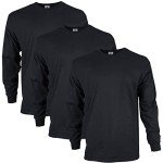 Gildan Men's Ultra Cotton Long Sleeve T-Shirts - Black 3-Pack