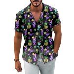 Stazary Men's Neon Hawaiian Button-Up Shirt
