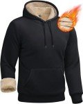 Men's Heavyweight Sherpa Pullover Hoodie in Black