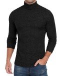 Lightweight Ribbed Turtle Neck Long Sleeve Shirt for Men