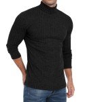 Lightweight Ribbed Turtle Neck Long Sleeve Shirt for Men
