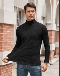 Lightweight Ribbed Turtle Neck Long Sleeve Shirt for Men