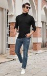 Lightweight Ribbed Turtle Neck Long Sleeve Shirt for Men