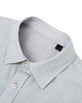 Light Grey Men's Linen Casual Button Down Shirt