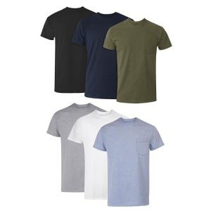 Hanes Men's Cotton Pocket Crew Neck Undershirts 6-Pack