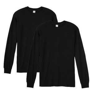 Gildan Men's Black Long Sleeve T-Shirt 2-Pack
