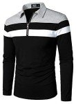 Men's Color Block Long Sleeve Polo Shirt