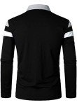 Men's Color Block Long Sleeve Polo Shirt