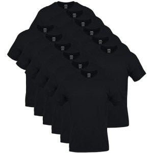 Gildan Men's Black Crew T-Shirts 12-Pack, XL