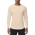 Men's Lightweight Long Sleeve Henley Shirt in Apricot
