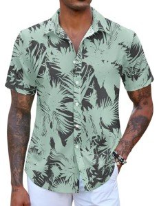 Men's Casual Aloha Floral Summer Button-Up Shirt