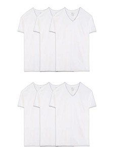 Fruit of the Loom Men's V-Neck T-Shirts - White