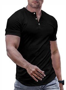 Men's Casual Short Sleeve Henley T-Shirt
