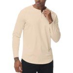 Men's Lightweight Long Sleeve Henley Shirt in Apricot
