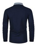 Men's Casual Long Sleeve Polo Shirt - Blue XL