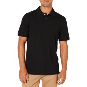Men's Slim-Fit Cotton Pique Polo Shirt - Black